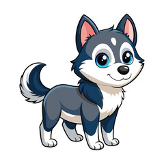 Cartoon husky puppy isolated illustration on white background © Ismail Hossain