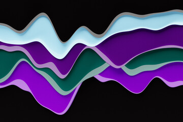 3d rendering, abstract colorful  wave lines  on  black  background. Creative wallpaper