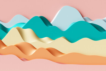 3d illustration of a  colorful  abstract gradient background with lines. PRint from the waves. Modern graphic texture. Geometric pattern.