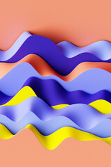 3d illustration of a  colorful  abstract gradient background with lines. PRint from the waves. Modern graphic texture. Geometric pattern.