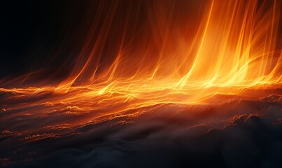 Glowing sun rays on black background