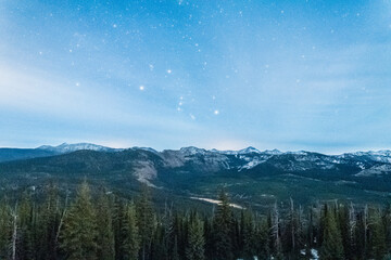 Constellation Orion Rising Over Mountains