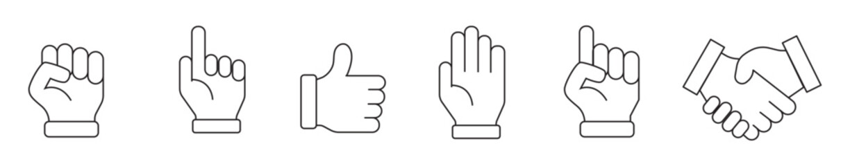 set of hand gestures icon stock illustration