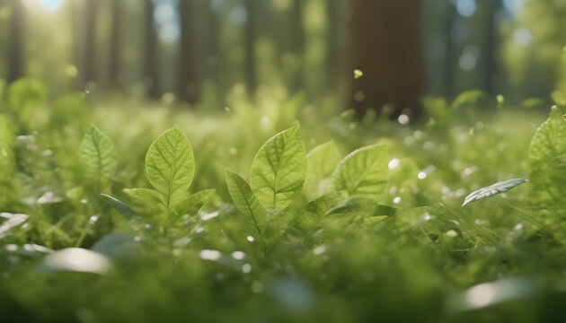Recycle concept with an image of plants, green forest background.