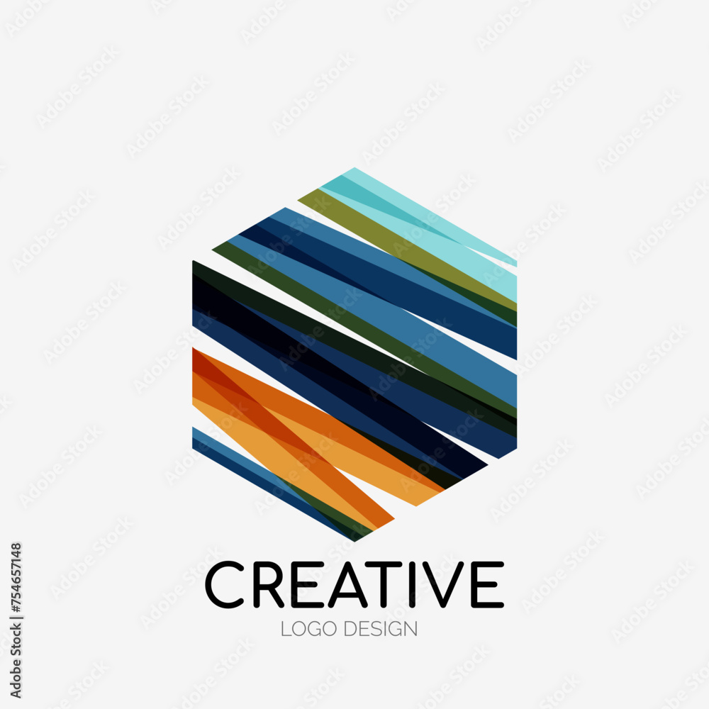 Poster modern abstract logo design. geometric vector art. clean overlapping lines and abstract shapes. perf
