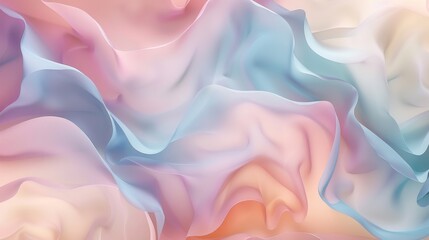 Obraz premium Swirling forms leafy textures, fluid shapes, pastel colors soft gradient minimalist abstract backdrop