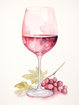 Vibrant watercolor illustration of a glass of wine