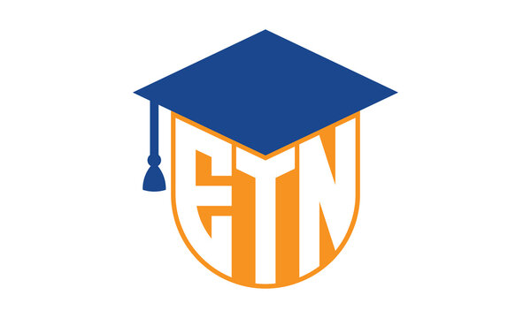 ETN initial letter academic logo design vector template. school college logo, university logo, graduation cap logo, institute logo, educational logo, library logo, teaching logo, book shop, varsity