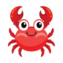 Cute cartoon red crab isolated illustration on white background