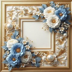 photo frame with blue and white roses - version 3