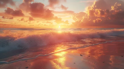 Crédence de cuisine en verre imprimé Corail Beach Sunset, Vibrant photographs showcasing stunning beach sunsets create a romantic and captivating atmosphere