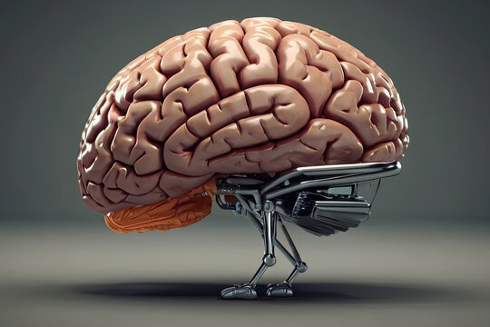 Human brain working out. Conceptual image depicting mental fitness and cognitive exercise. 