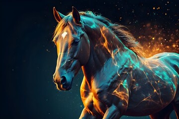 Horse abstract magical animal background with mare stallion wallpaper Generative AI - obrazy, fototapety, plakaty
