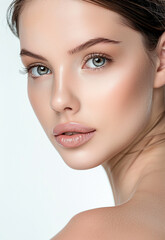 Naklejka premium Photo portrait of young beautiful female sexy woman model face 