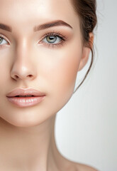 Naklejka premium Photo portrait of young beautiful female sexy woman model face 