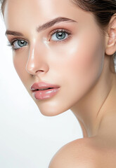 Obraz premium Photo portrait of young beautiful female sexy woman model face 
