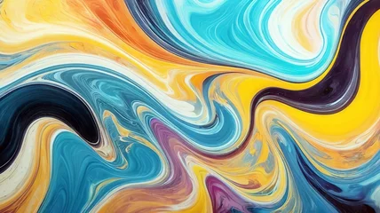 Zelfklevend Fotobehang Colorful marbling texture art patterns 3d rendering illustration  © Fitrah