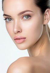Fototapeta premium Photo portrait of young beautiful female sexy woman model face 