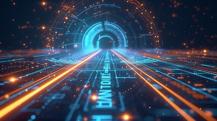 Fototapeta premium A holographic roadmap unfolding under the guidance of AI