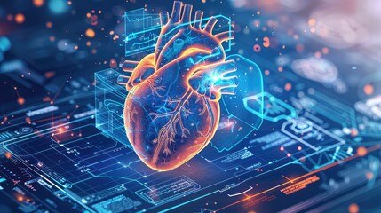 Cardiovascular Health, Illustrate heart health and cardiovascular care, including cardiology services, diagnostic tests, and treatment options for heart conditions