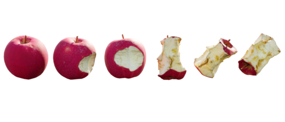 Freshly bitten apple, set of apple, red apple