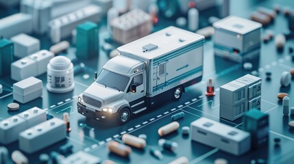 Healthcare Supply Chain Management, Illustrate efficient supply chain management in healthcare, ensuring the timely delivery of medical supplies and medications - obrazy, fototapety, plakaty