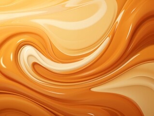 Wavy Caramel Sauce Background. Generative AI