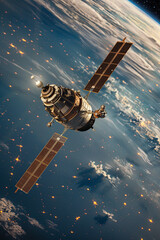 Obraz premium A satellite outside the earth