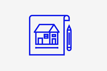drawing of the house illustration in line style design. Vector illustration.