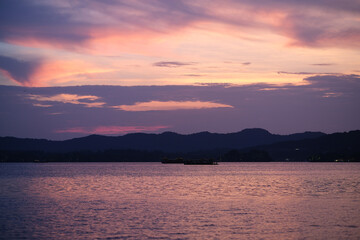 sunset glow of west lake in Hangzhou, Zhejiang, China