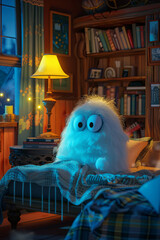  A cute little fluffy ghost in a cosy house