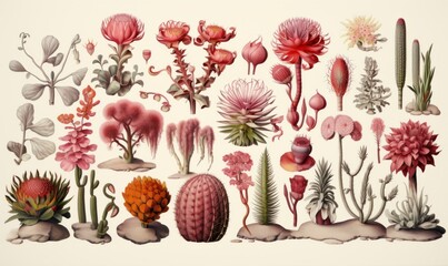 Cactus flowers arrangement  - obrazy, fototapety, plakaty