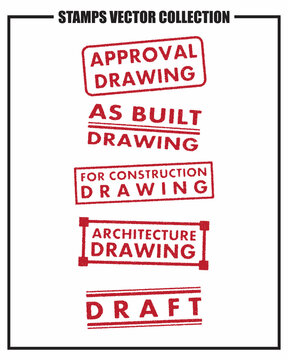 Set of Engineering Drawing Stamps Vector