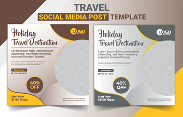 Summer Travel Social Media Post Templates | Summer Holiday Travel Destination Social Media Post Design
