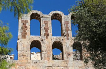Detail of the Odeon of Herodes Atticus, Greece. 