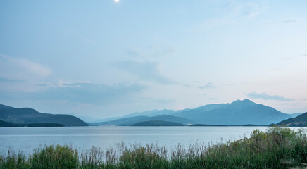 Mountains, lake, and grass