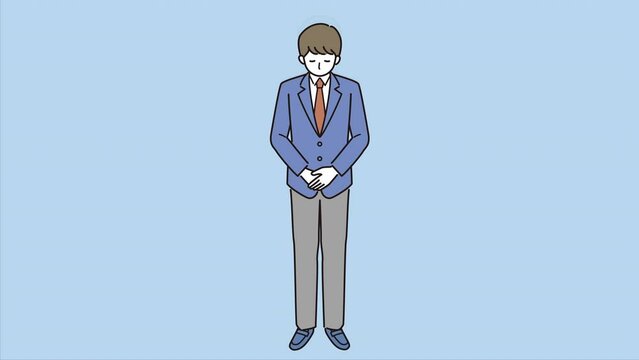 お辞儀をする男性　学生