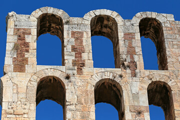 Detail of the Odeon of Herodes Atticus, Greece. 