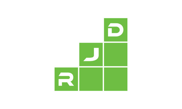 RJD initial letter financial logo design vector template. economics, growth, meter, range, profit, loan, graph, finance, benefits, economic, increase, arrow up, grade, grew up, topper, company, scale
