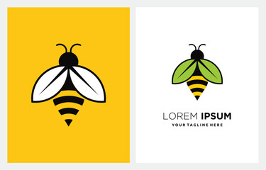 Honey Bee Wing Leaf logo design vector icon