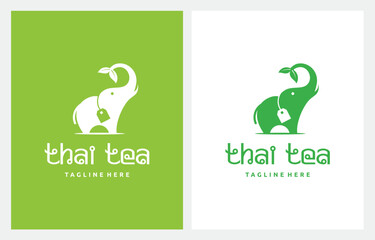 Thailand Elephant Thai Tea logo design vector icon 