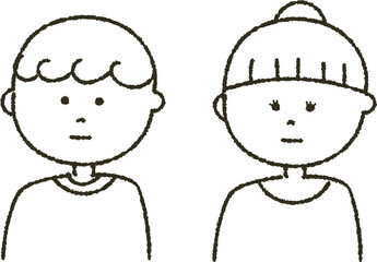 やさしいタッチの男性と女性の線画イラスト_2