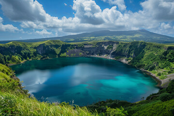 A beautiful volcano crater lake - obrazy, fototapety, plakaty