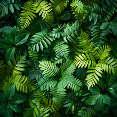 A detailed closeup of lush green leaves showcases the intricate beauty of a terrestrial plant. Each leaf is a vital part of the plant organism, providing nutrients and oxygen through photosynthesis