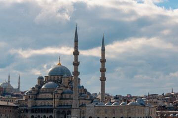 Fototapeta na wymiar Ramadan or islamic background photo. Eminonu New Mosque or Yeni Cami