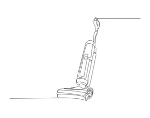 Continuous Line Drawing Of Electric Vacuum Cleaner Machine. One Line Of Vacuum Cleaner. Electric Vacuum Continuous Line Art. Editable Outline.