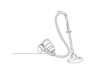 Obraz premium Continuous Line Drawing Of Electric Vacuum Cleaner Machine. One Line Of Vacuum Cleaner. Electric Vacuum Continuous Line Art. Editable Outline.