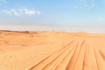 The majestic  splendor of the vast sandy desert near Dubai city, United Arab Emirates