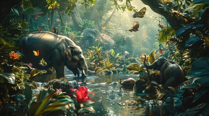 Saving Species, Depict conservation efforts to protect endangered species, from captive breeding programs to habitat restoration projects