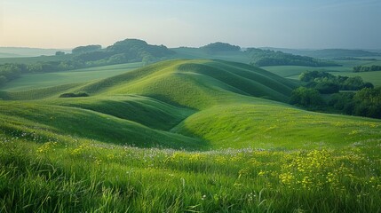 Fototapeta premium A beautiful meA beautiful meadow with hills.adow with hills.